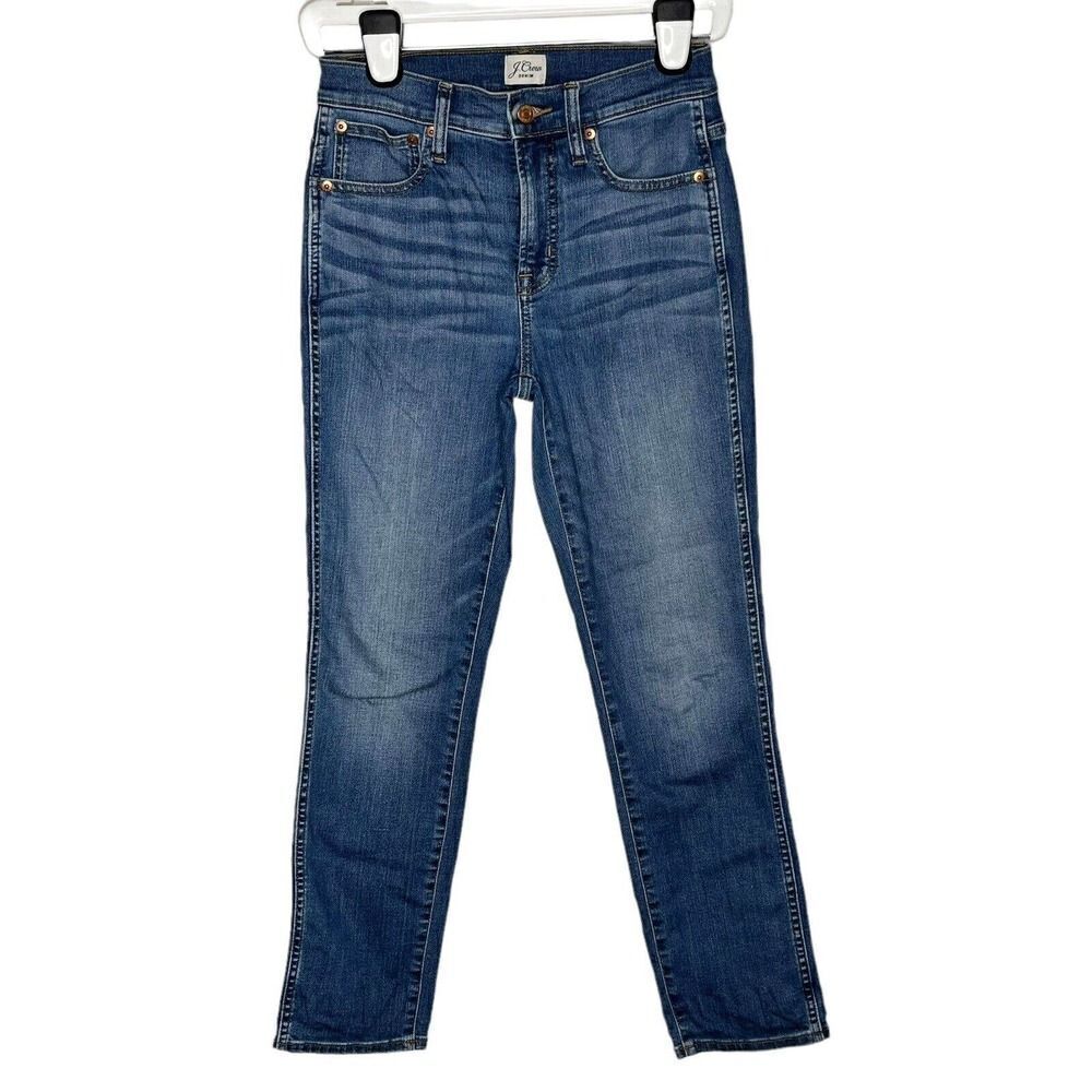 J. Crew Women's Vintage Straight 9” Denim Jeans 25 Whiskering 5-Pocket
